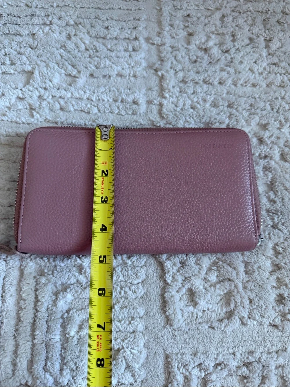 Bostanten Leather Zip-Around Wristlet Wallet Dusty Rose